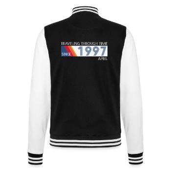 Funny Time Travel Birthday Design April 1997 - College Sweat Jacket - black/white - Back - Marisol (170cm)
