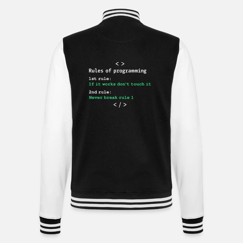 Regeln der Programmierung - College-Sweatjacke - Schwarz/Weiß