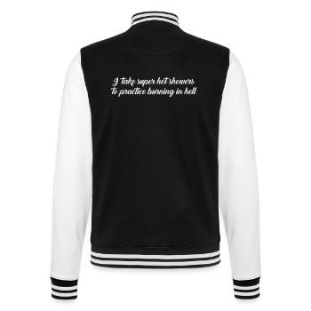 heiße Duschen Text - College-Sweatjacke - Schwarz/Weiß - Hinten - Marisol (170cm)