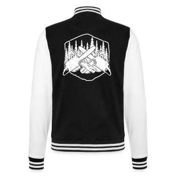 WOODEN SAW CHAINSAW GIFT FOREST FÖRSTER PROFESSION - College Sweat Jacket - black/white - Back - Marisol (170cm)
