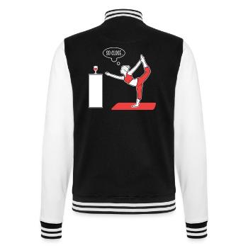 Yoga Wine Yogi Meditate Meditation - College Sweat Jacket - black/white - Back - Marisol (170cm)