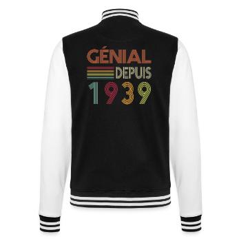 Génial Depuis 1939 Cadeau Retro Anniversaire - Veste Teddy - noir/blanc - Dos - Marisol (170cm)