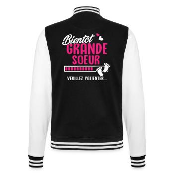 Bientôt Grande soeur veuillez patienter - Veste Teddy - noir/blanc - Dos - Marisol (170cm)