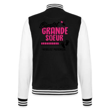 Bientôt Grande soeur veuillez patienter - Veste Teddy - noir/blanc - Dos - Marisol (170cm)