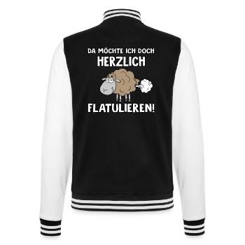 Herzlich flatulieren - College-Sweatjacke - Schwarz/Weiß - Hinten - Marisol (170cm)