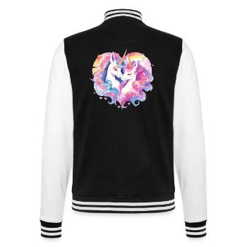 Unicorn Heart Love Cuddle Hug Cute Cute - College Sweat Jacket - black/white - Back - Marisol (170cm)