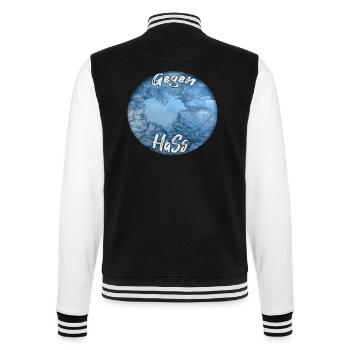 Gegen Hass 2.0 - College-Sweatjacke - Schwarz/Weiß - Hinten - Marisol (170cm)