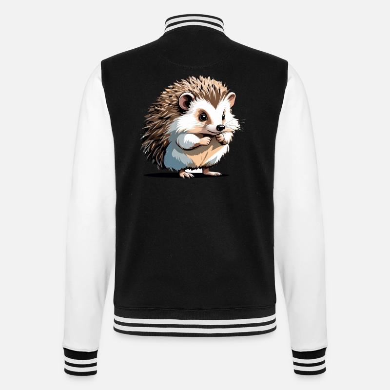 Hedgehog - Cute Animal Sticker - College Sweat Jacket - black/white