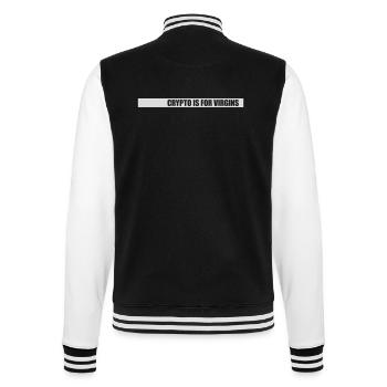 crypto is for virgins - College Sweat Jacket - black/white - Back - Marisol (170cm)