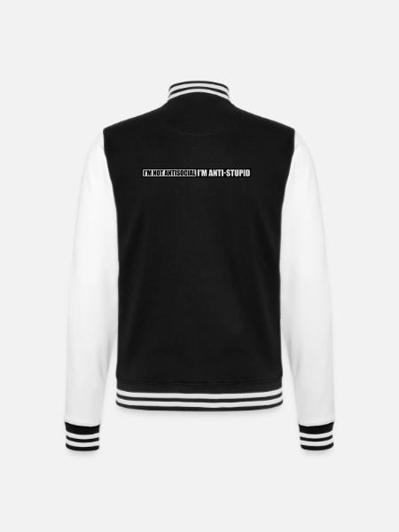 not antisocial anti stupid - College Sweat Jacket - black/white