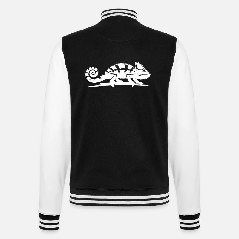 Kinder Chamäleon wandert über einen Ast - College-Sweatjacke - Schwarz/Weiß