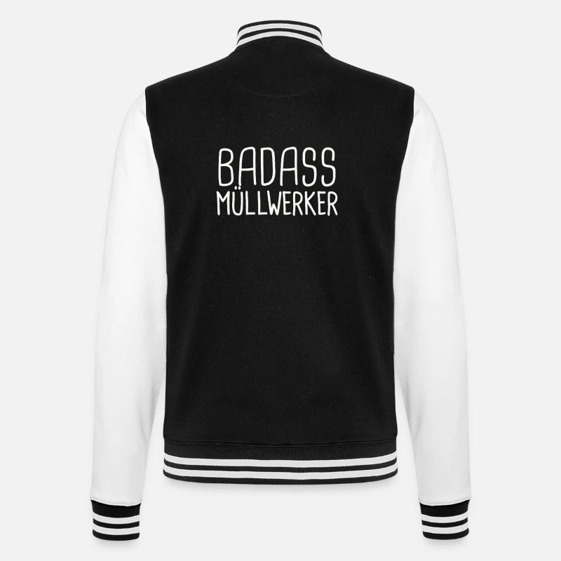 Müllwerker Badass - College-Sweatjacke - Schwarz/Weiß