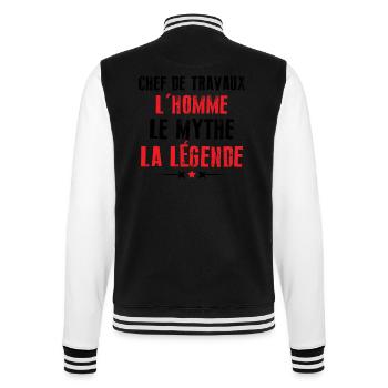 Chef de travaux l'homme le mythe la légende humour - Veste Teddy - noir/blanc - Dos - Marisol (170cm)