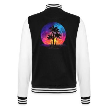 Summer Beach Sea Palm Trees Holiday Neon Colors Colorful - College Sweat Jacket - black/white - Back - Marisol (170cm)