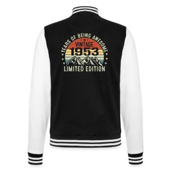 Gift to Celebrate Your Birth Year 1953 - College Sweat Jacket - black/white - Back - Marisol (170cm)