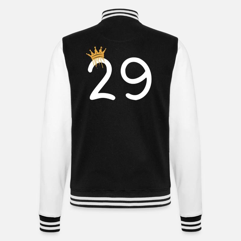 29 - College-Sweatjacke - Schwarz/Weiß
