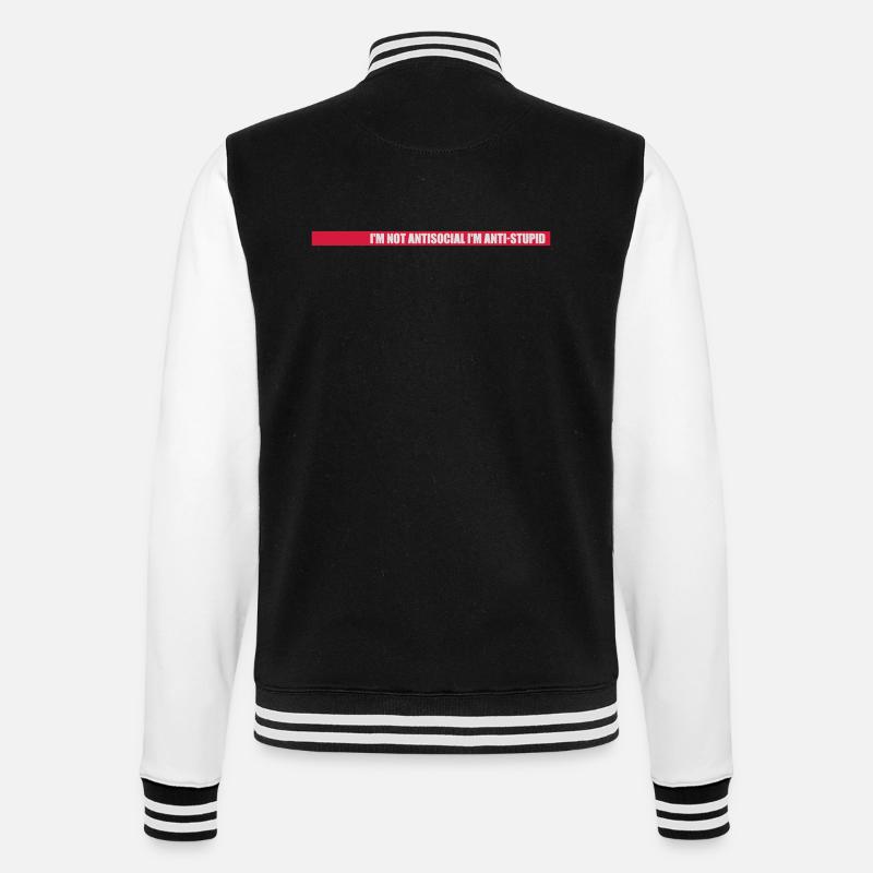 not antisocial anti stupid - College Sweat Jacket - black/white
