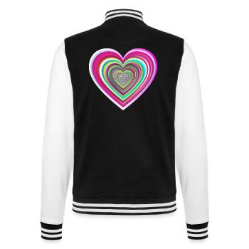 buntes Herz mit 3D-Effekt - College-Sweatjacke - Schwarz/Weiß - Hinten - Marisol (170cm)