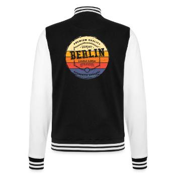 Berlin Germany City Vintage Retro Skyline - College Sweat Jacket - black/white - Back - Marisol (170cm)