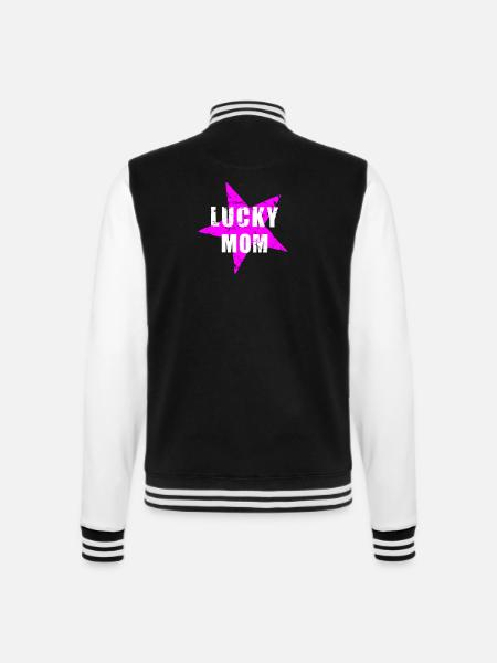 LUCKY MOM Muttertag Mutterglück Mama used look 80s - College-Sweatjacke - Schwarz/Weiß