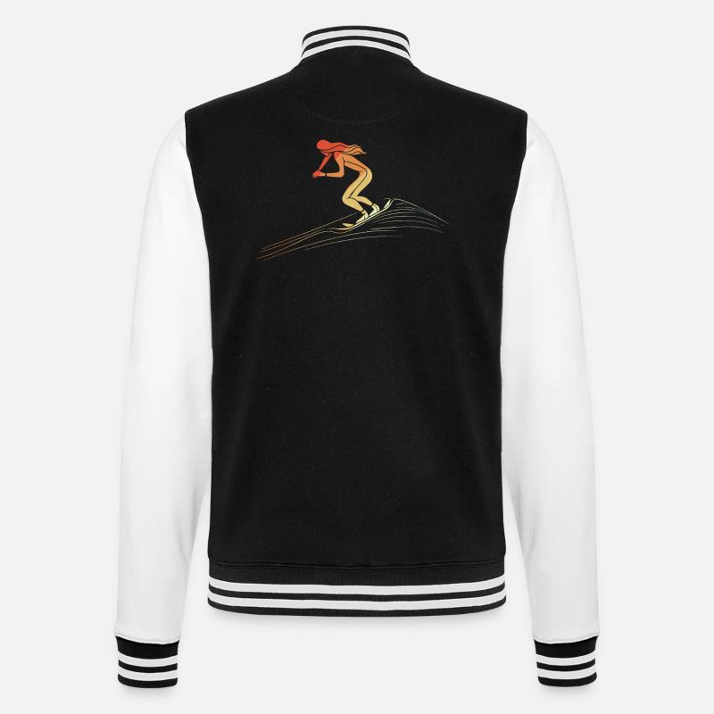 Retro Snowboard Mädchen - College-Sweatjacke - Schwarz/Weiß