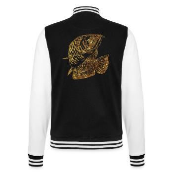 Arowana Fisch Gold Grafik Fischliebhaber Angelausrüstung - College-Sweatjacke - Schwarz/Weiß - Hinten - Marisol (170cm)