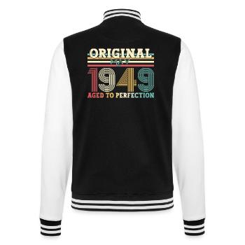 Original May 1949 Vintage 1949 Birthday 1949 - College Sweat Jacket - black/white - Back - Marisol (170cm)