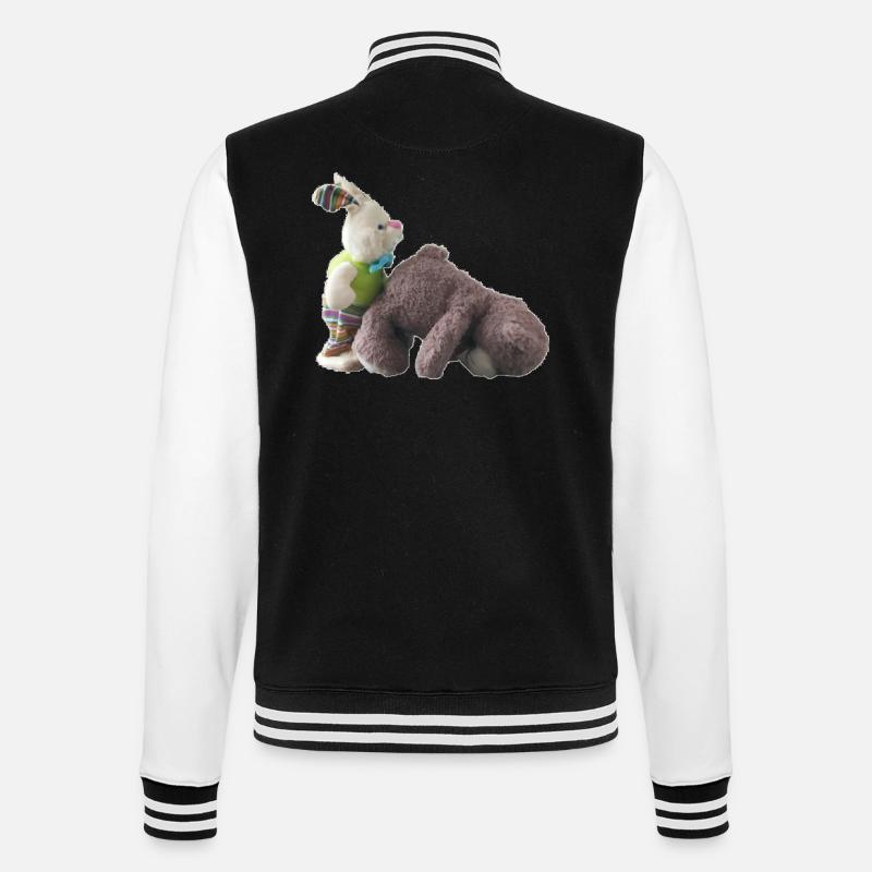 Teddybär Hase - College-Sweatjacke - Schwarz/Weiß