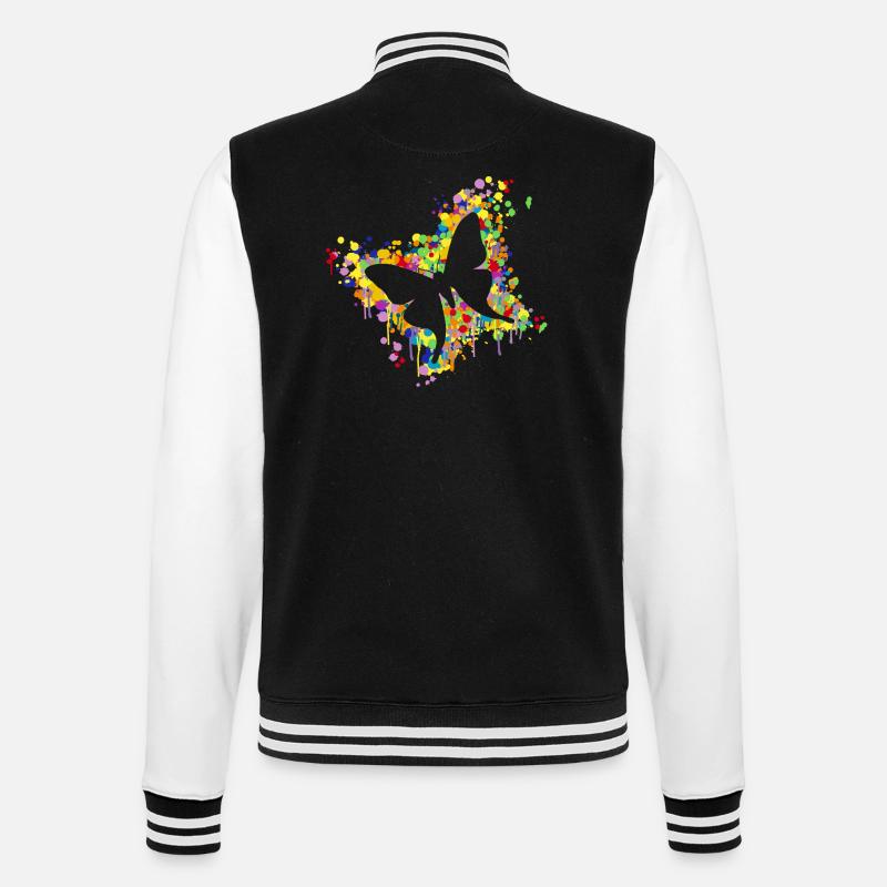Schmetterling Splash - College-Sweatjacke - Schwarz/Weiß
