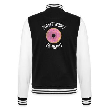 Beignet s'inquiète Be Happy Gift Donut Shirt drôle - Veste Teddy - noir/blanc - Dos - Marisol (170cm)