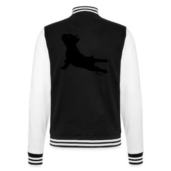 Aphrodite | Französische Bulldogge - College-Sweatjacke - Schwarz/Weiß - Hinten - Marisol (170cm)