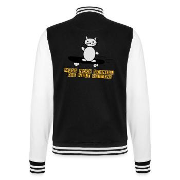 Die Welt retten Kätzchen Lustige Sprüche - College-Sweatjacke - Schwarz/Weiß - Hinten - Marisol (170cm)