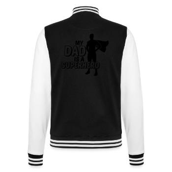 My dad is a superhero - mean father is a superhero - College Sweat Jacket - black/white - Back - Marisol (170cm)