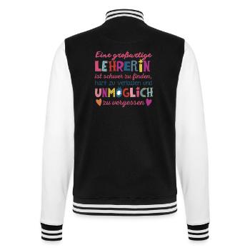 Großartige Lehrerin - College-Sweatjacke - Schwarz/Weiß - Hinten - Marisol (170cm)