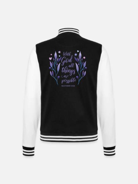 Religiöses Zitat Christliches Geschenk - College-Sweatjacke - Schwarz/Weiß
