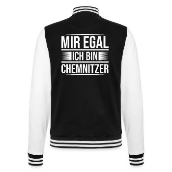 Mir egal Chemnitz - College-Sweatjacke - Schwarz/Weiß - Hinten - Marisol (170cm)
