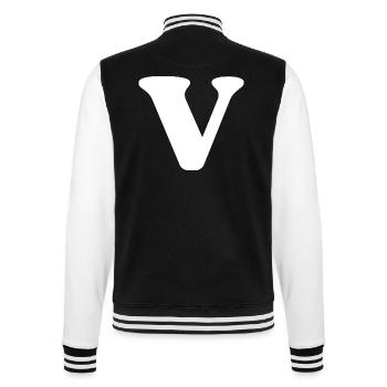 Buchstabe v - College-Sweatjacke - Schwarz/Weiß - Hinten - Marisol (170cm)