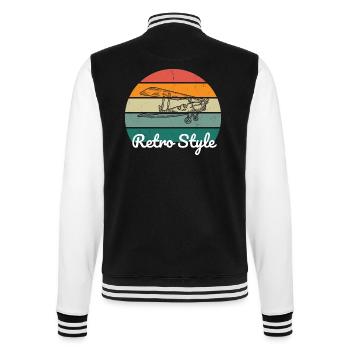 Retro Vibe Flugzeug style - College-Sweatjacke - Schwarz/Weiß - Hinten - Marisol (170cm)