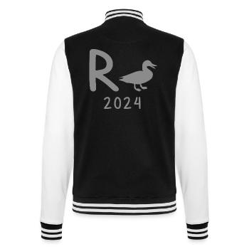 Rente 2024 Sarkasmus Rentner Ente - College-Sweatjacke - Schwarz/Weiß - Hinten - Marisol (170cm)