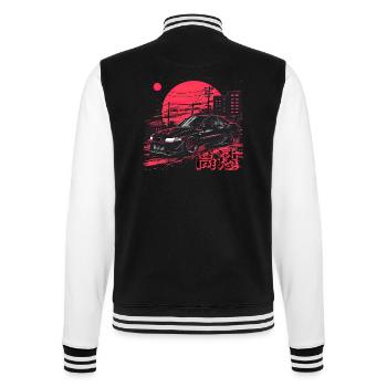 Schwarzer Lancer Evo | Klassisches JDM - College-Sweatjacke - Schwarz/Weiß - Hinten - Marisol (170cm)