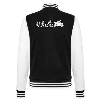 Evolution eines sitzenden Homosapiens zum Biker - College-Sweatjacke - Schwarz/Weiß - Hinten - Marisol (170cm)