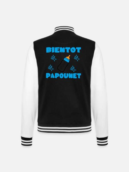 SOON DADDY - College Sweat Jacket - black/white