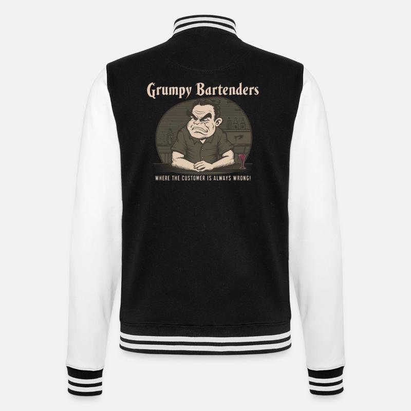 GRUMPY BARTENDERS - College Sweat Jacket - black/white