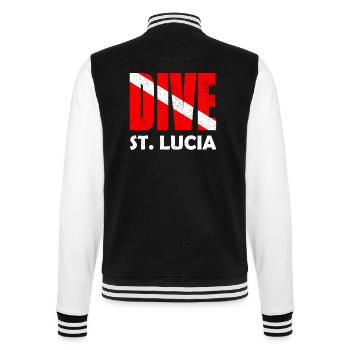 Dive St. Lucia - Diver Down Flag Scuba Diving - College Sweat Jacket - black/white - Back - Marisol (170cm)
