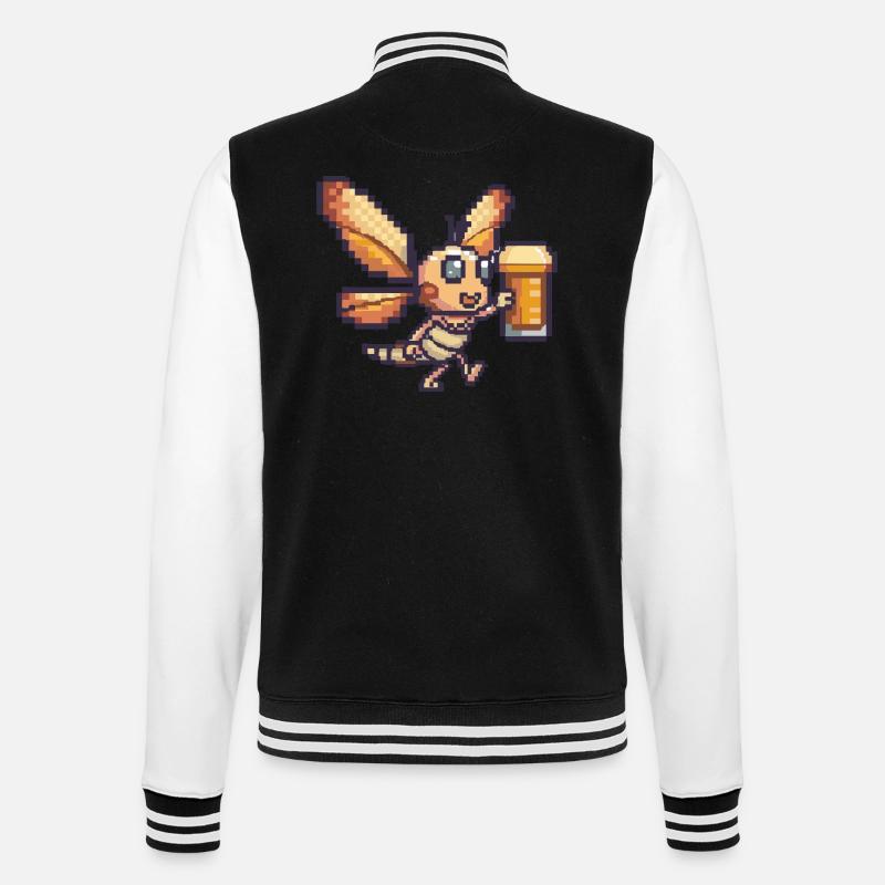 Dragonfly Beer Pixel - College Sweat Jacket - black/white