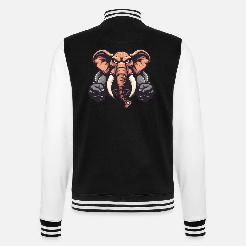 Elefant Tier Comic - College-Sweatjacke - Schwarz/Weiß