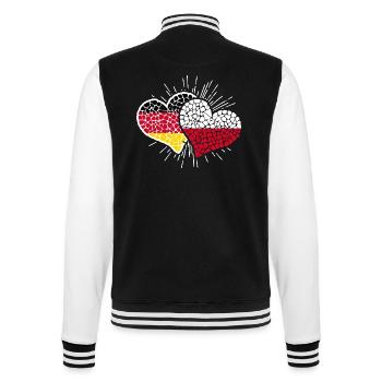 Deutschland Polen Mosaik Herzen Fußball - College-Sweatjacke - Schwarz/Weiß - Hinten - Marisol (170cm)