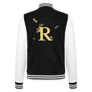 Letter r Golden Glitter Dragonfly - Gift Idea - College Sweat Jacket - black/white - Back - Marisol (170cm)
