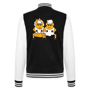 2 Schafe Pärchen Müde Gelangweilt Freunde Verliebt - College-Sweatjacke - Schwarz/Weiß - Hinten - Marisol (170cm)