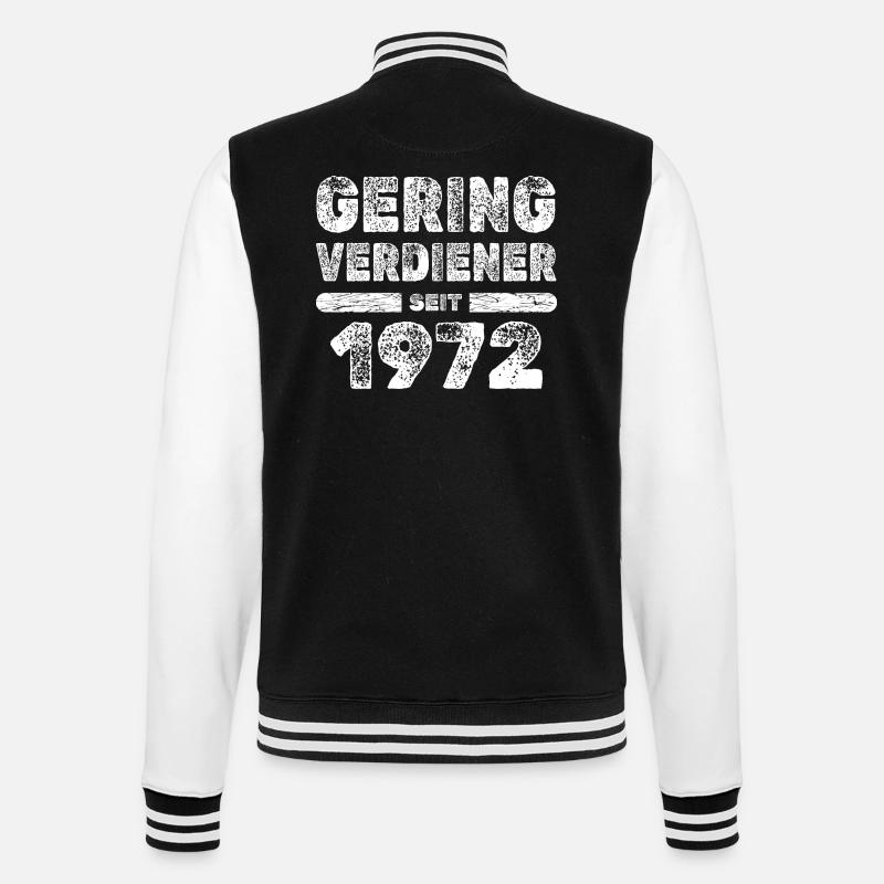 1972 - College-Sweatjacke - Schwarz/Weiß